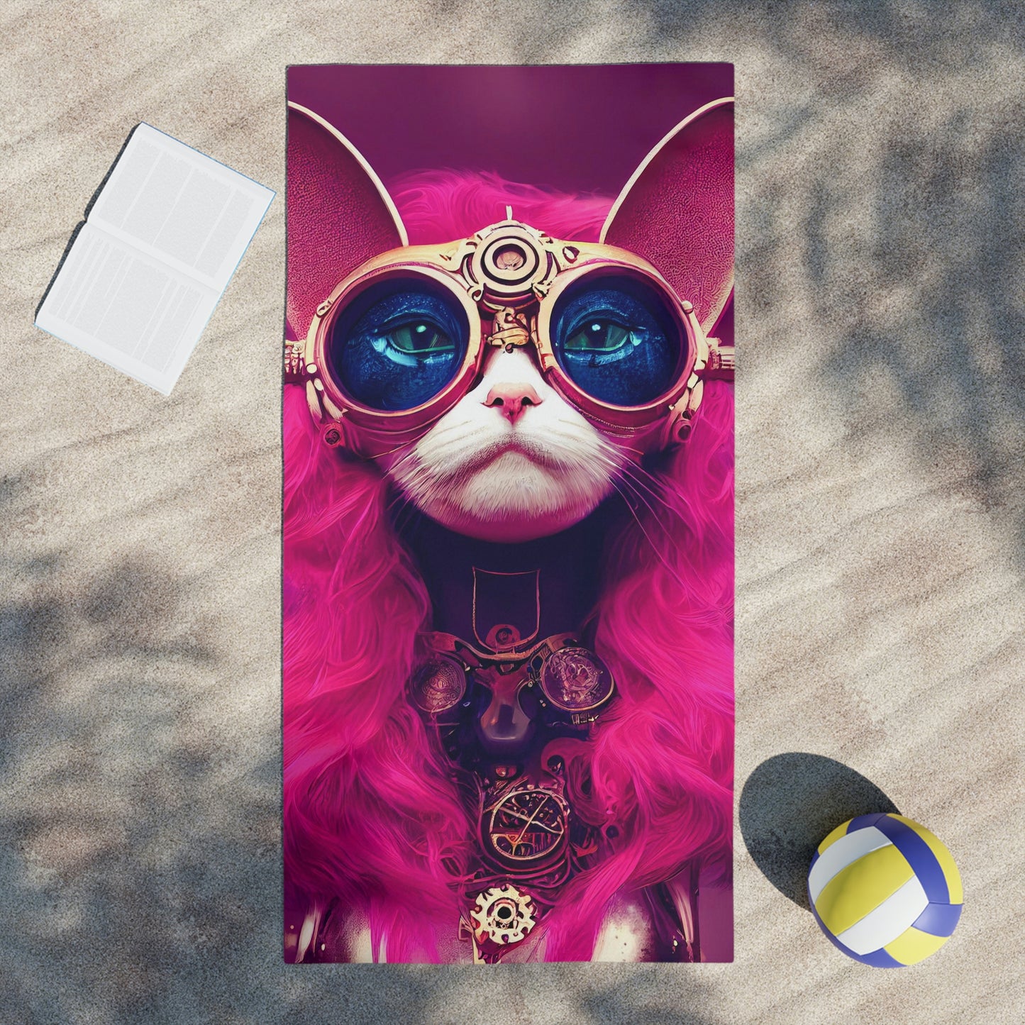 Cool Cat Pink Beach Towels