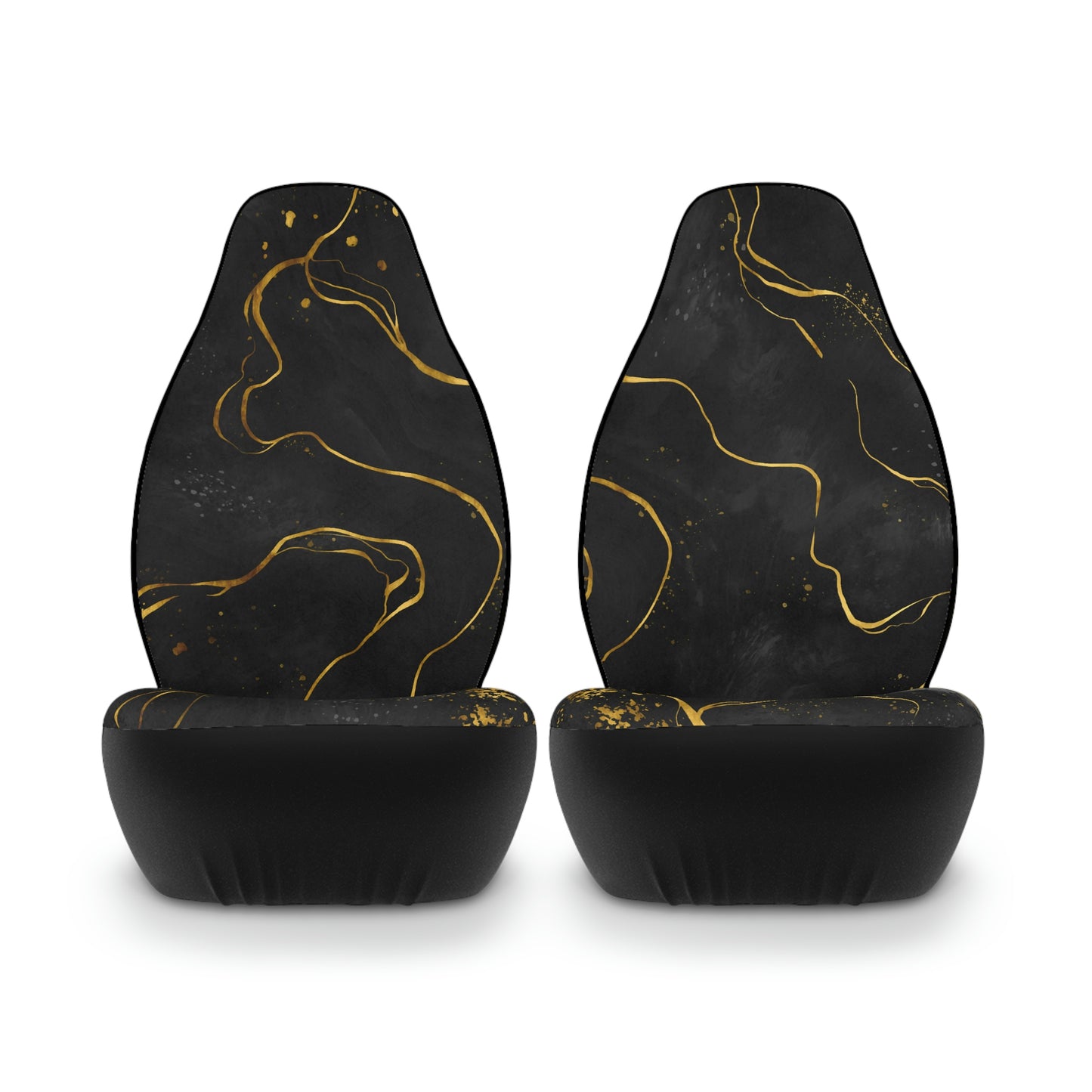 Black and Gold River Polyester Car Seat Covers