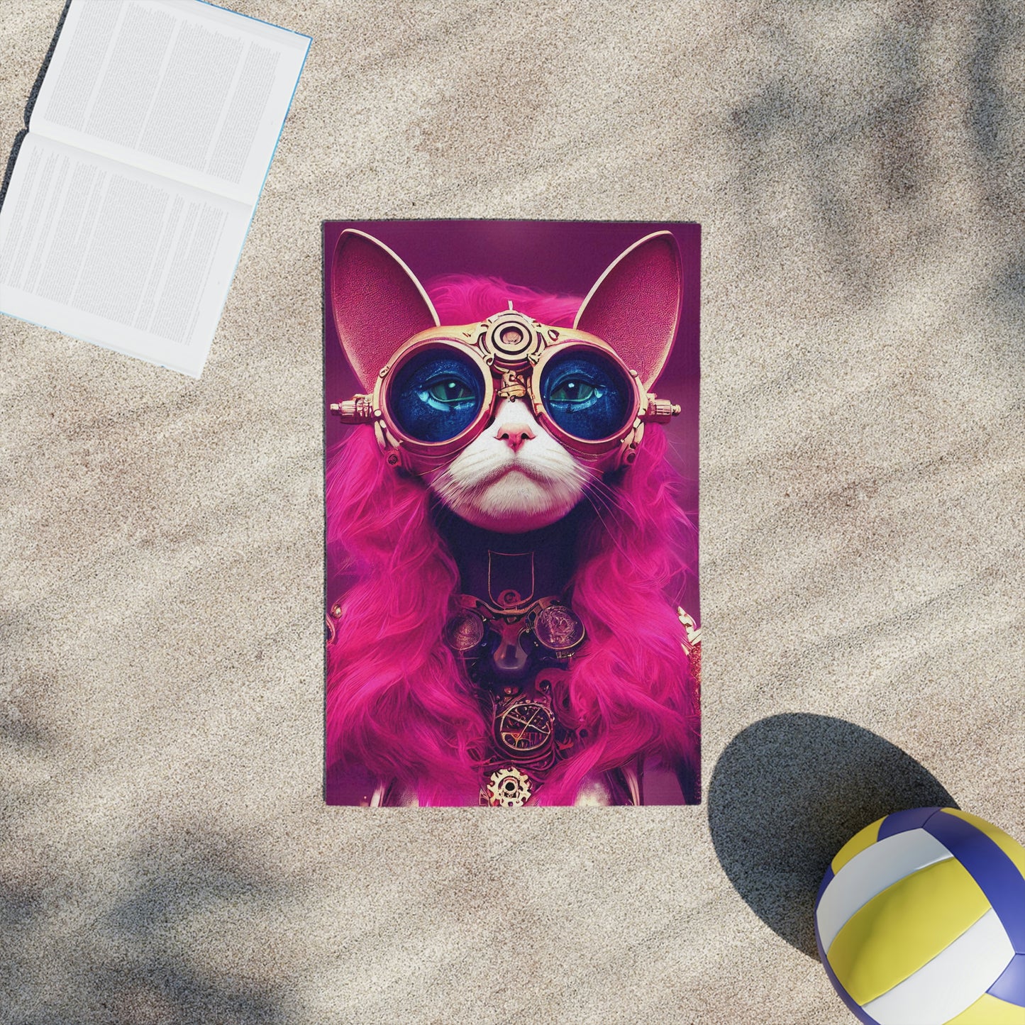 Cool Cat Pink Beach Towels