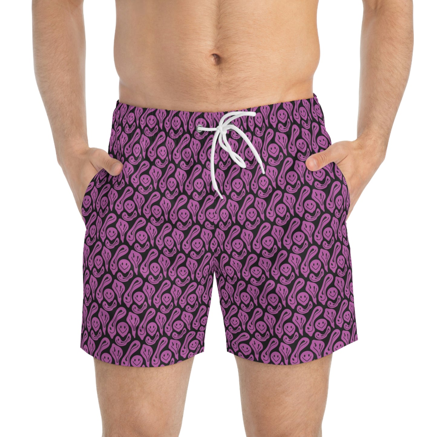 Liquid Black Pink Smileys Swim Trunks