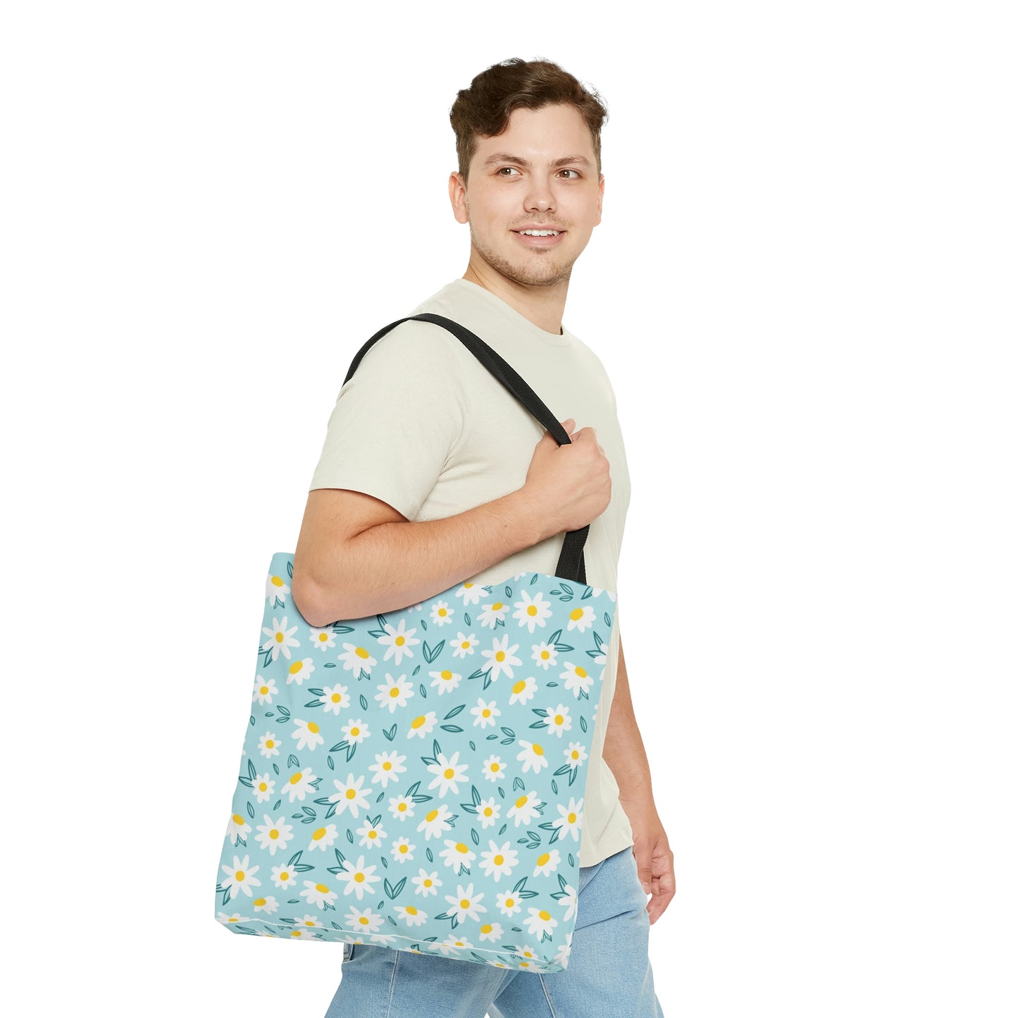 Wihte Flower AOP Tote Bag