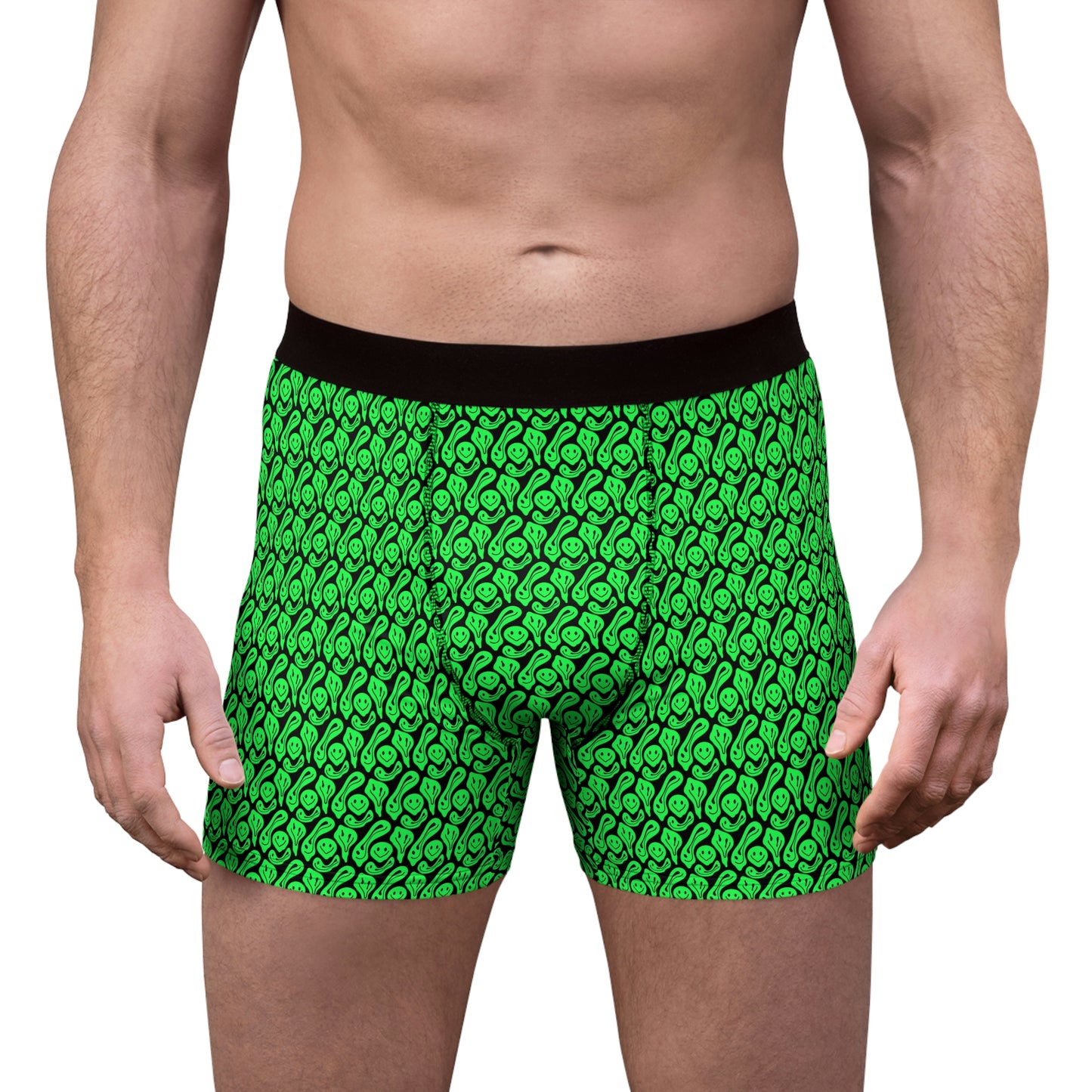 Liquide Black Green Smileys Men's Boxer Briefs