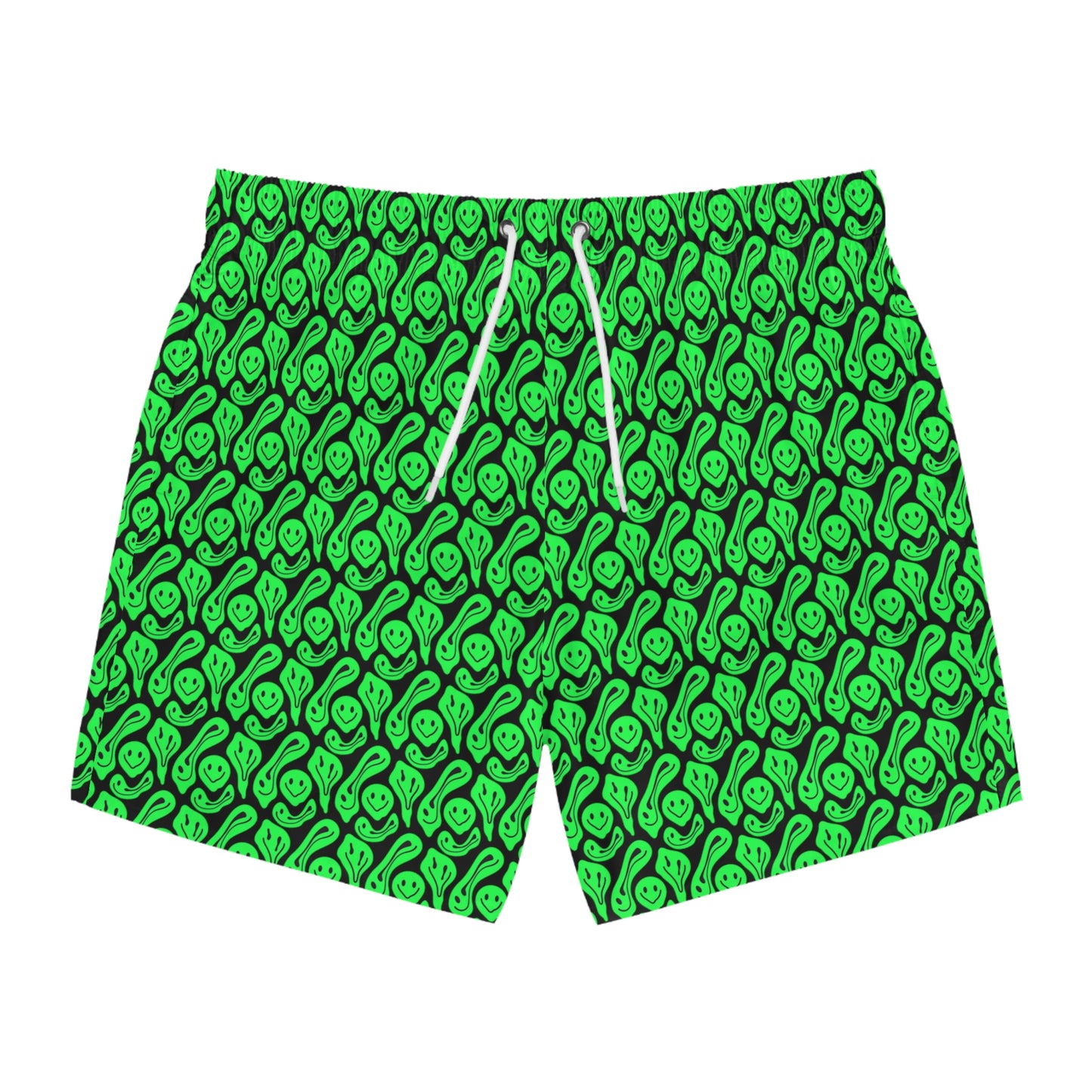 Liquid Black Green Smileys Swim Trunks