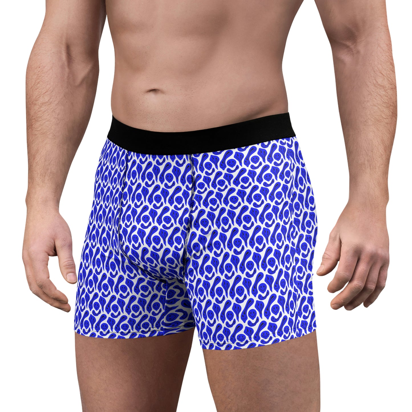 Liquide Black Blue Smileys Men's Boxer Briefs