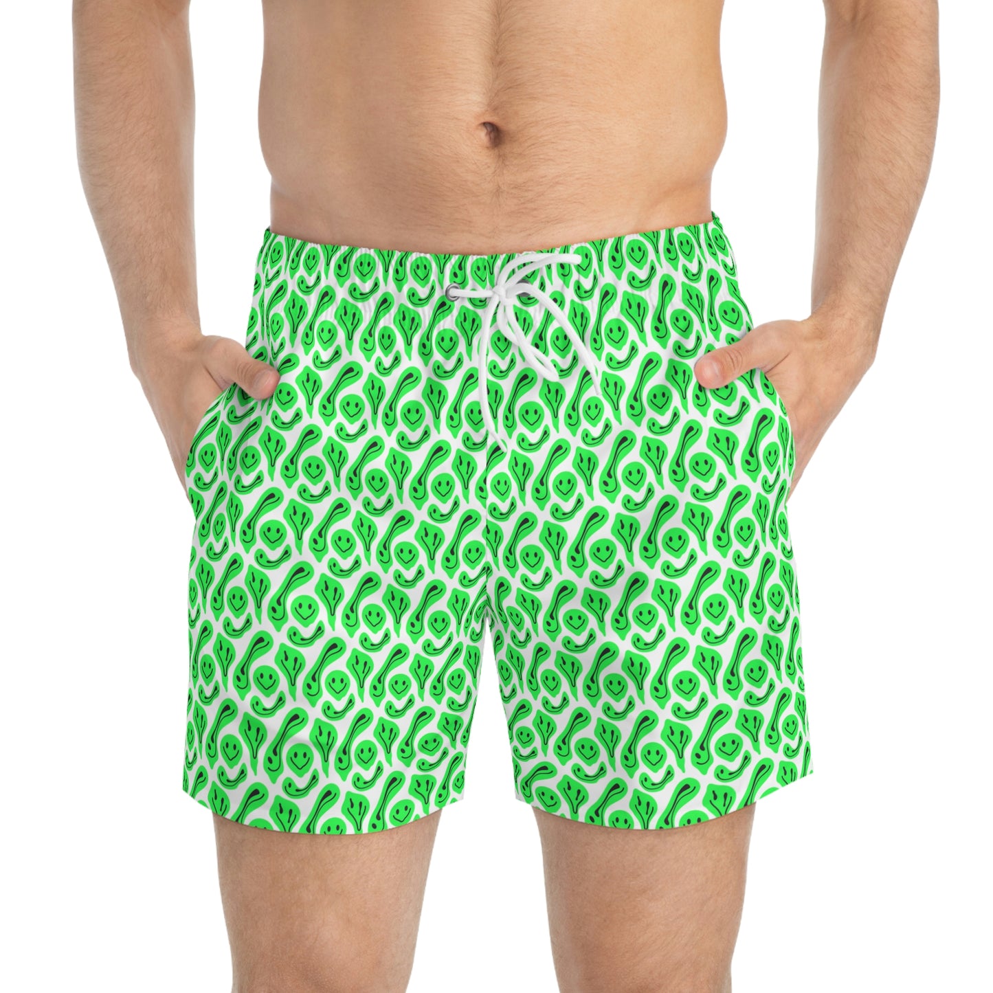Liquid Green Smileys Swim Trunks