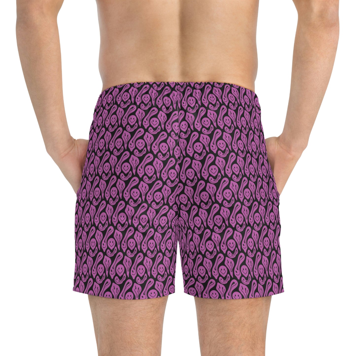 Liquid Black Pink Smileys Swim Trunks