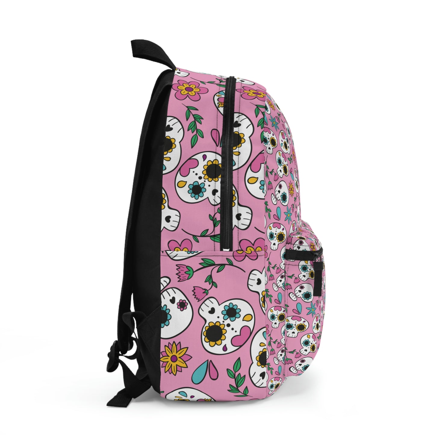 Skull Pink Flowers Backpack