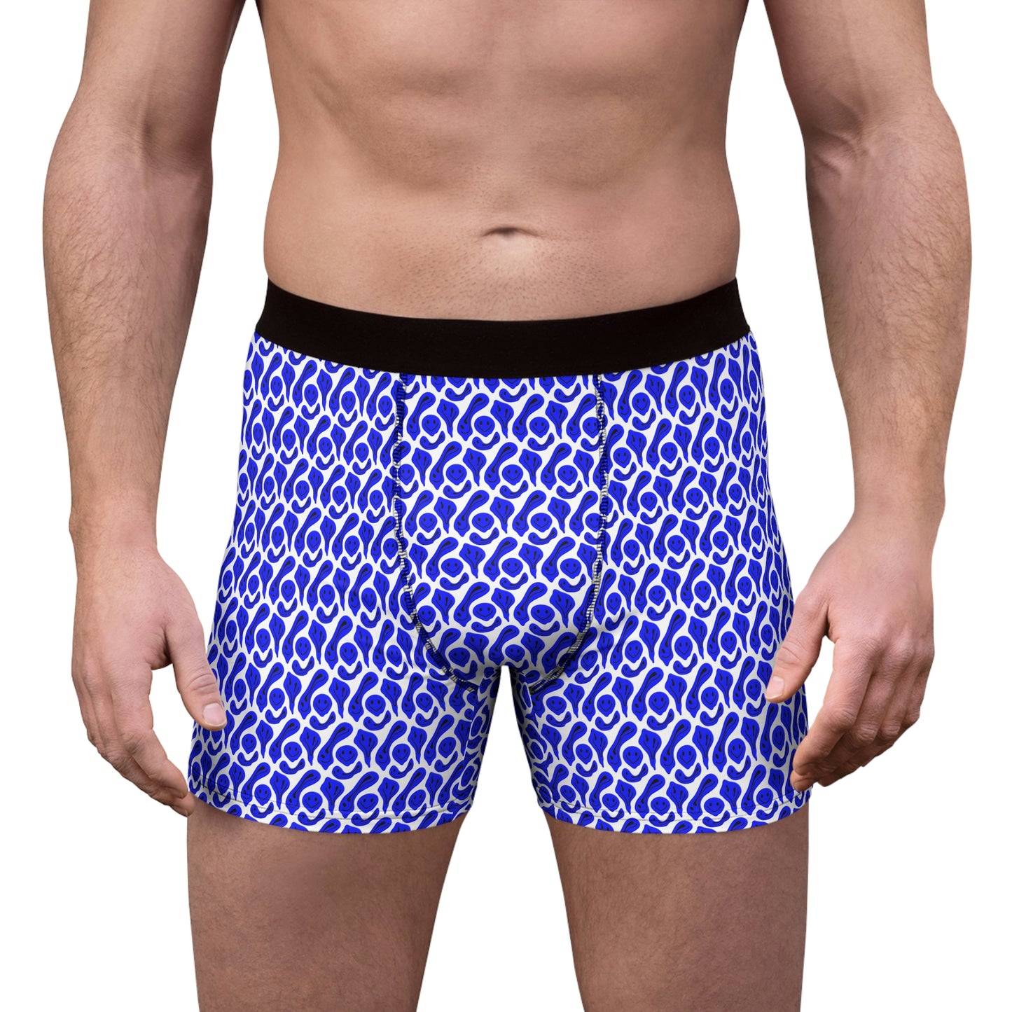 Liquide Black Blue Smileys Men's Boxer Briefs