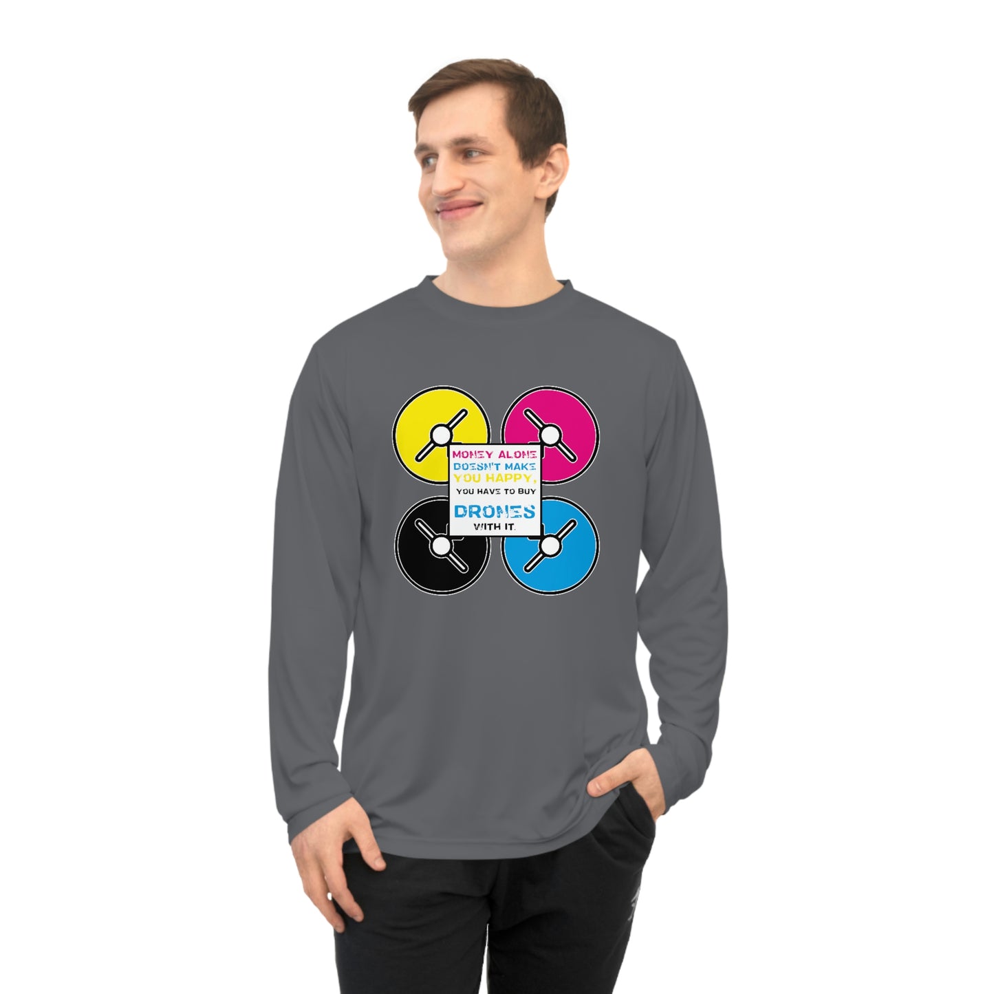 Happy Drones Unisex Performance Long Sleeve Shirt