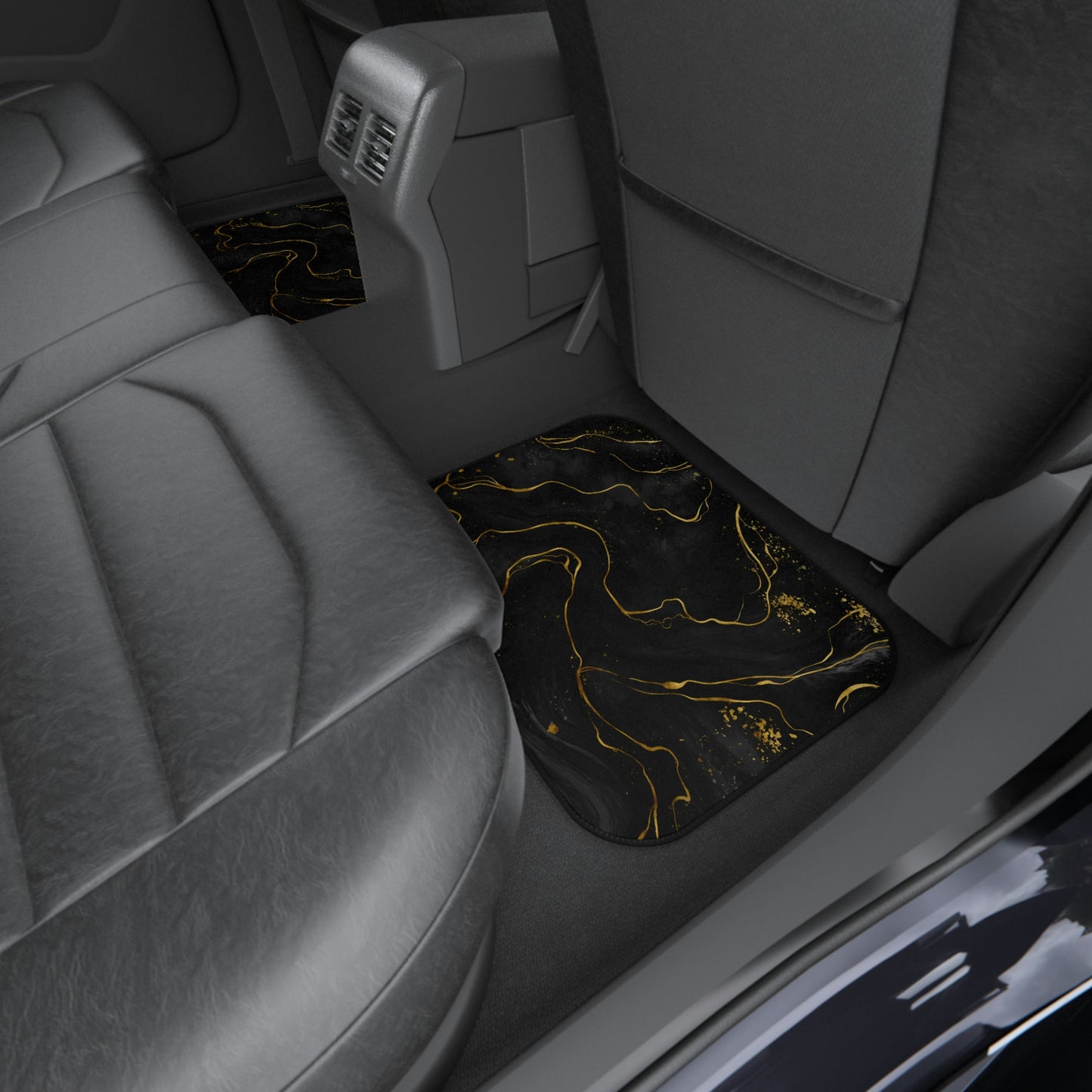 Black and Gold River Car Mats (2x Rear)