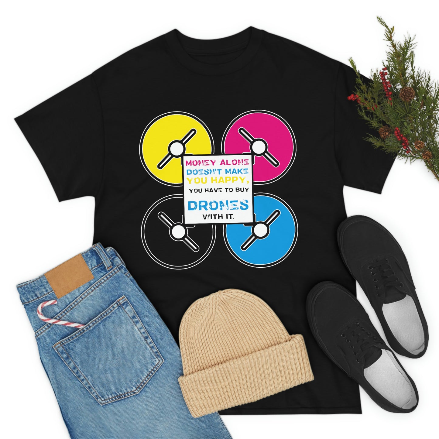 Happy Drones Unisex Heavy Cotton Tee