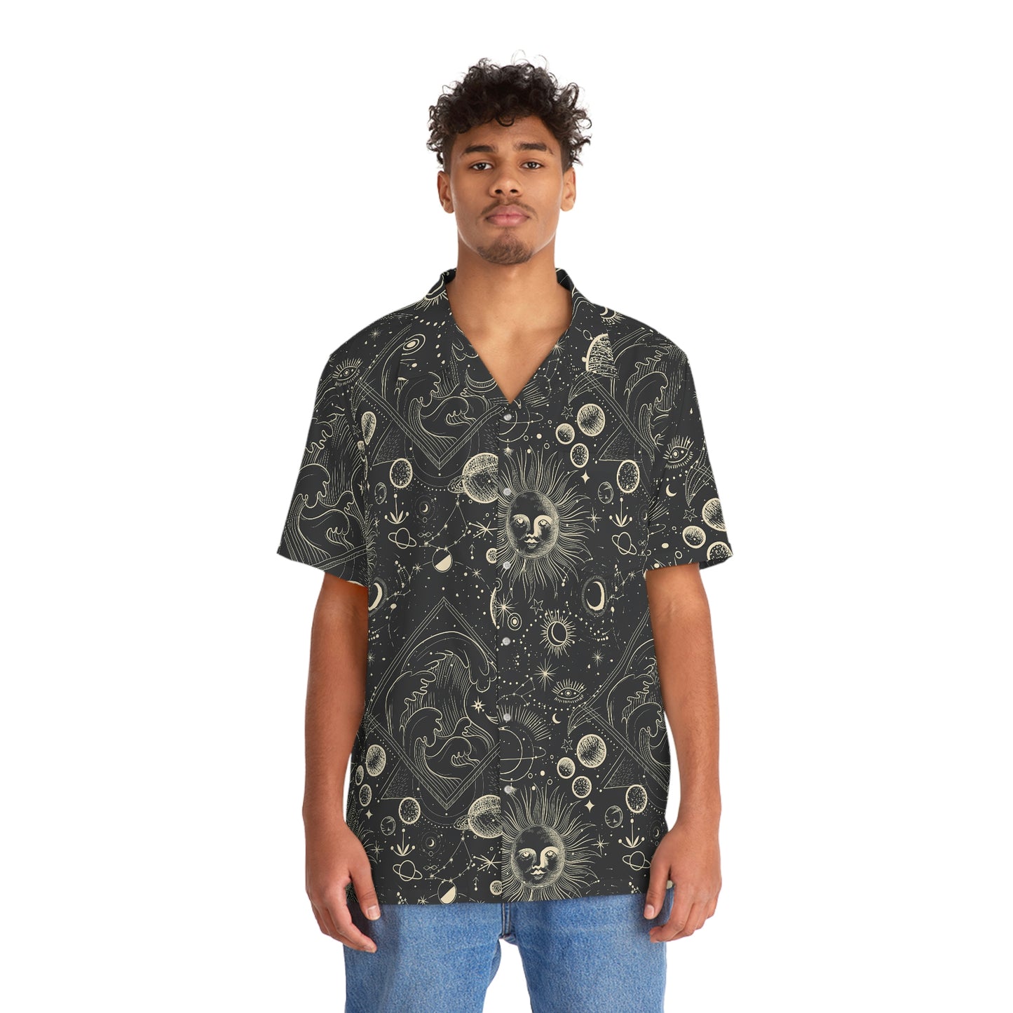 Sonne Mond und Sterne Men's Hawaiian Shirt (AOP)