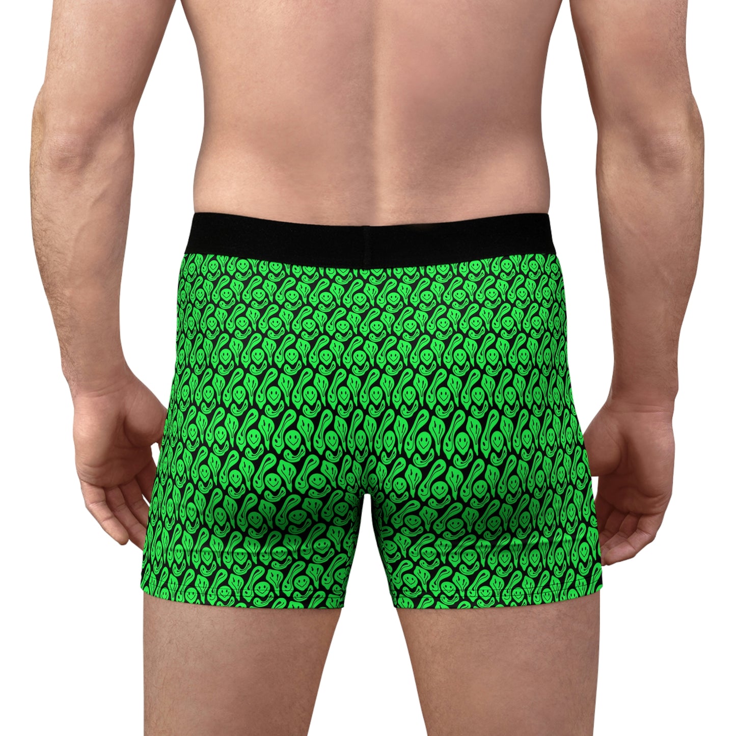 Liquide Black Green Smileys Men's Boxer Briefs