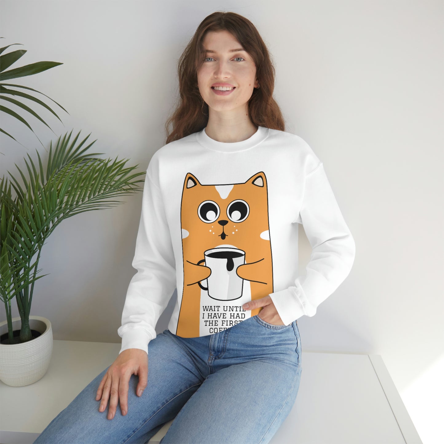 wait until i have had the first coffee Unisex Heavy Blend™ Crewneck Sweatshirt