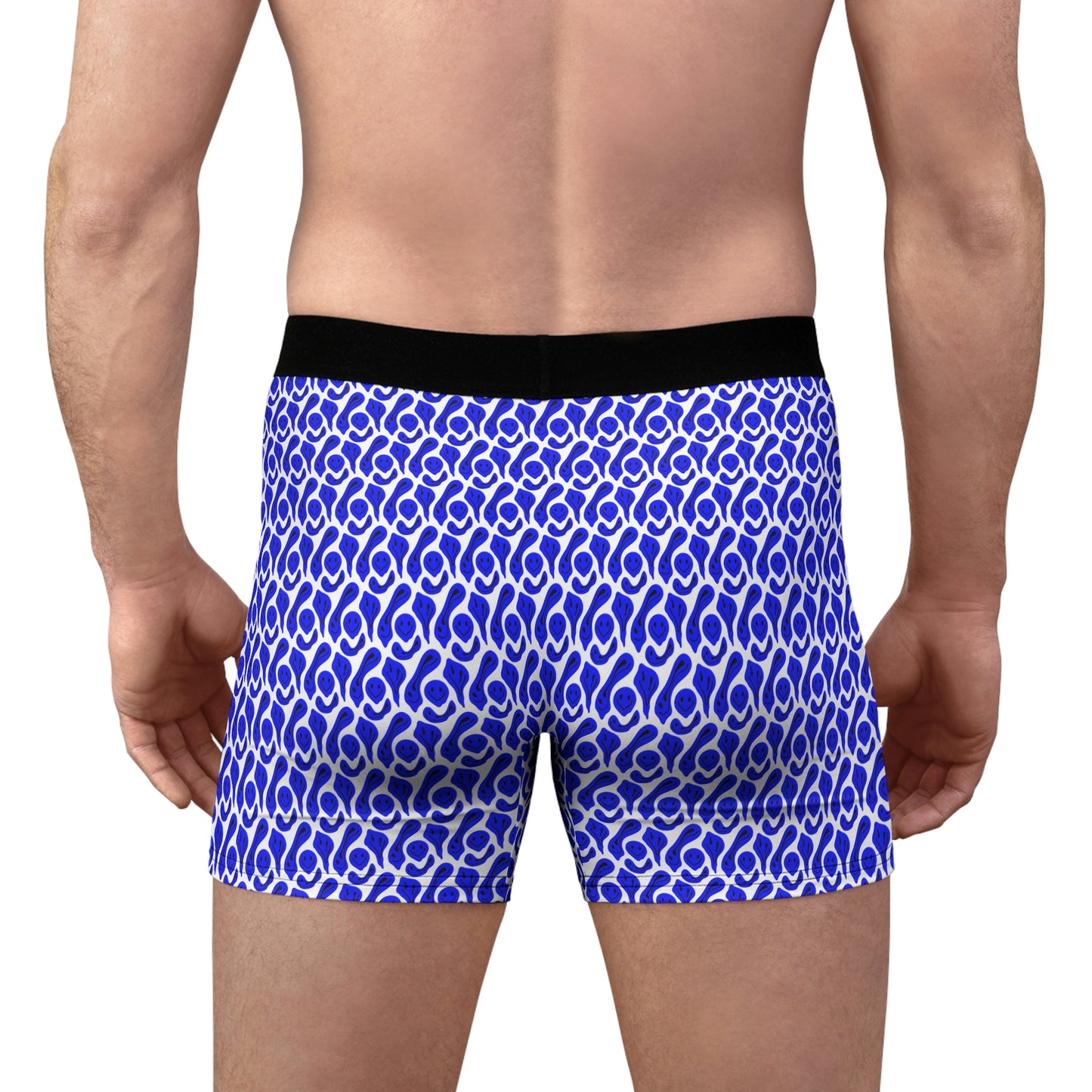 Liquide Black Blue Smileys Men's Boxer Briefs