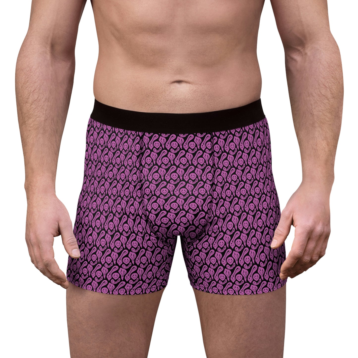 Liquide Black Pink Smileys Men's Boxer Briefs