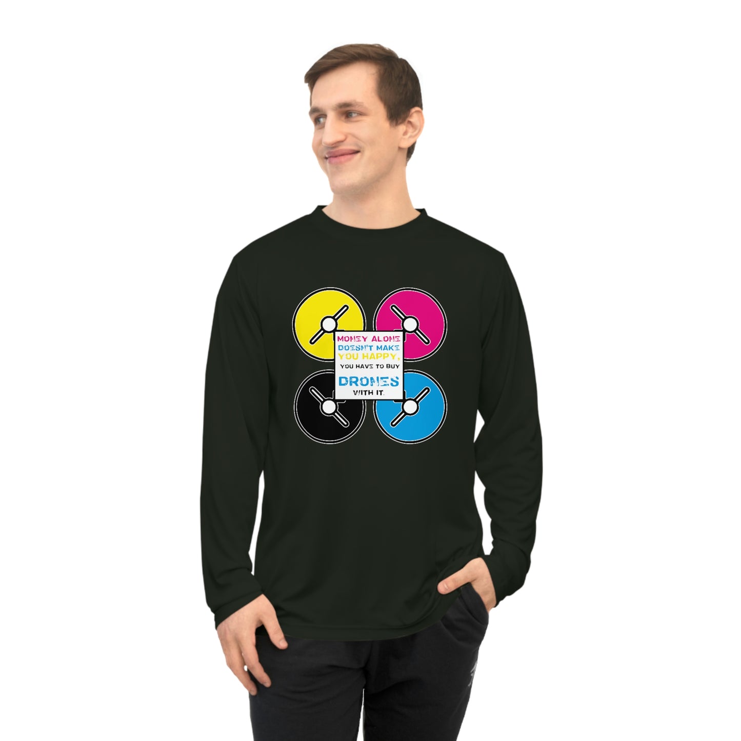 Happy Drones Unisex Performance Long Sleeve Shirt
