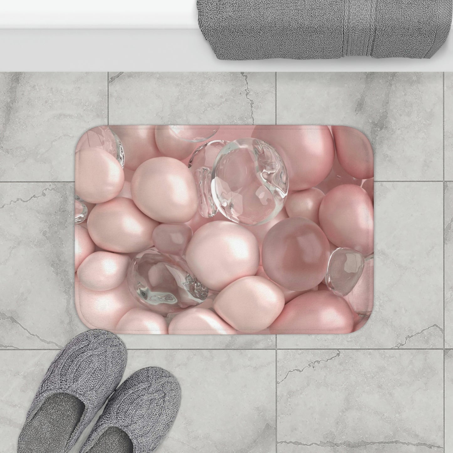 Luxury pink Balls with Diamond Bath Mat