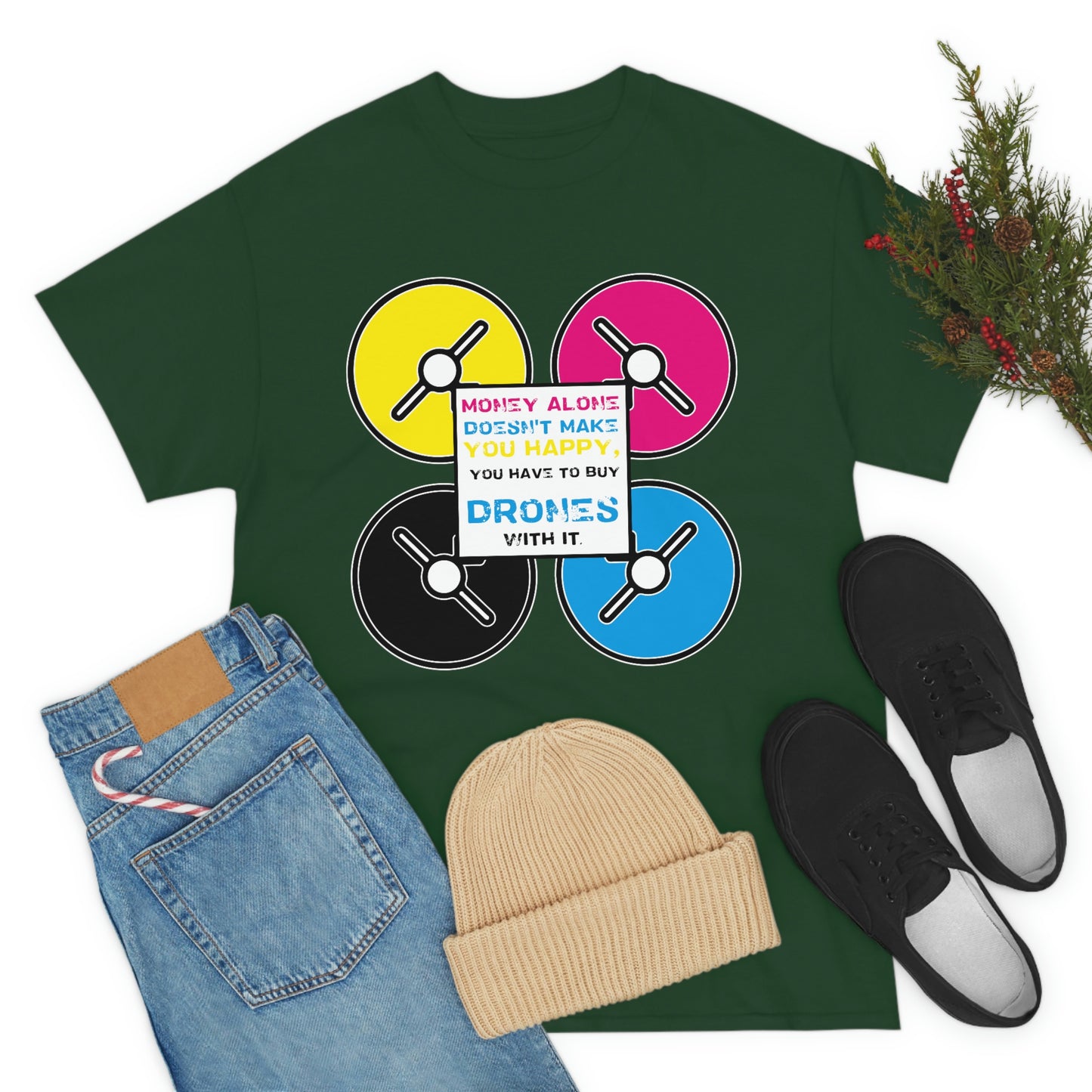 Happy Drones Unisex Heavy Cotton Tee