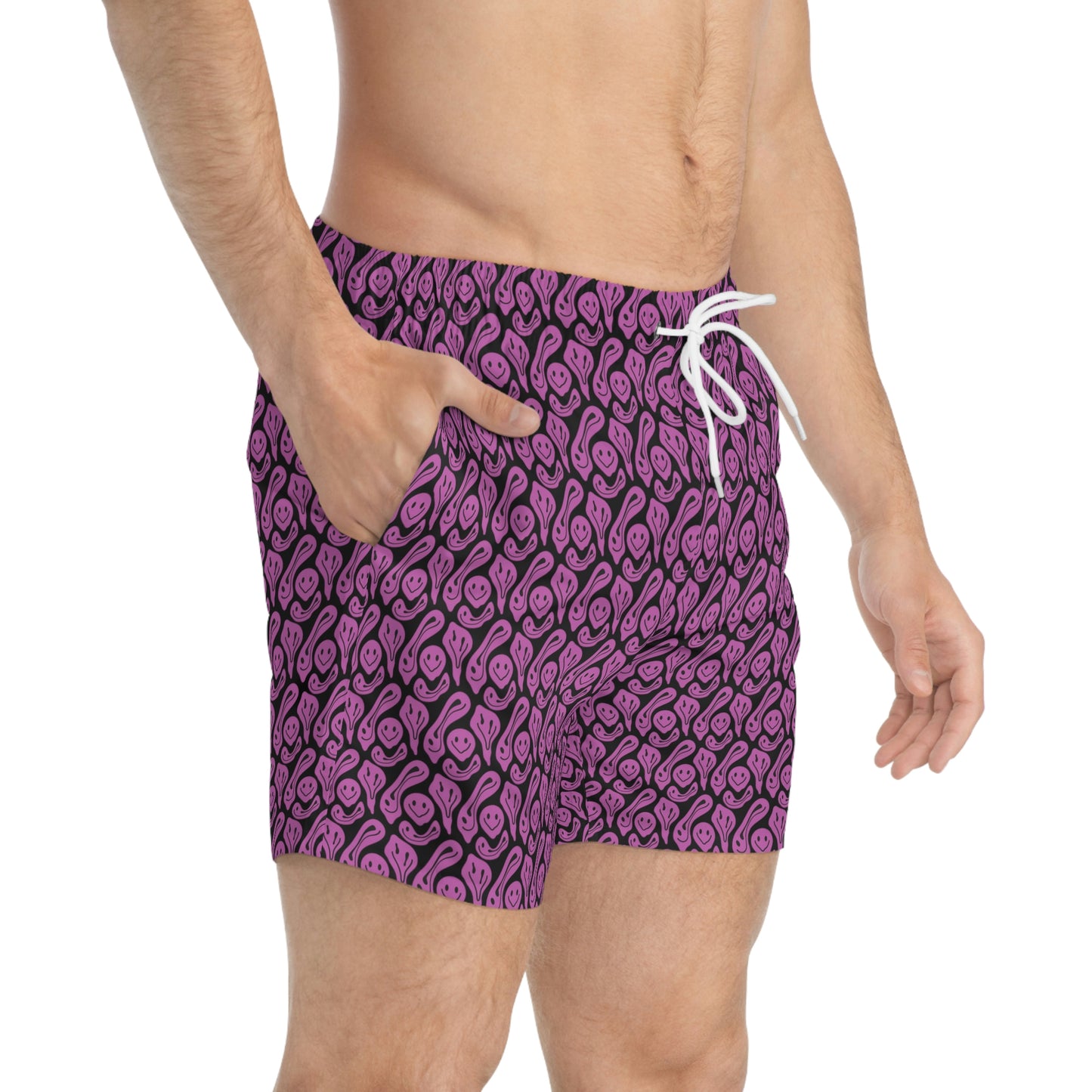 Liquid Black Pink Smileys Swim Trunks