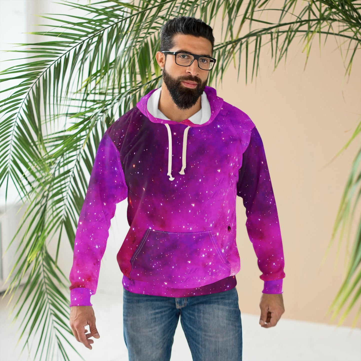 Pink Galaxsie AOP Unisex Pullover Hoodie