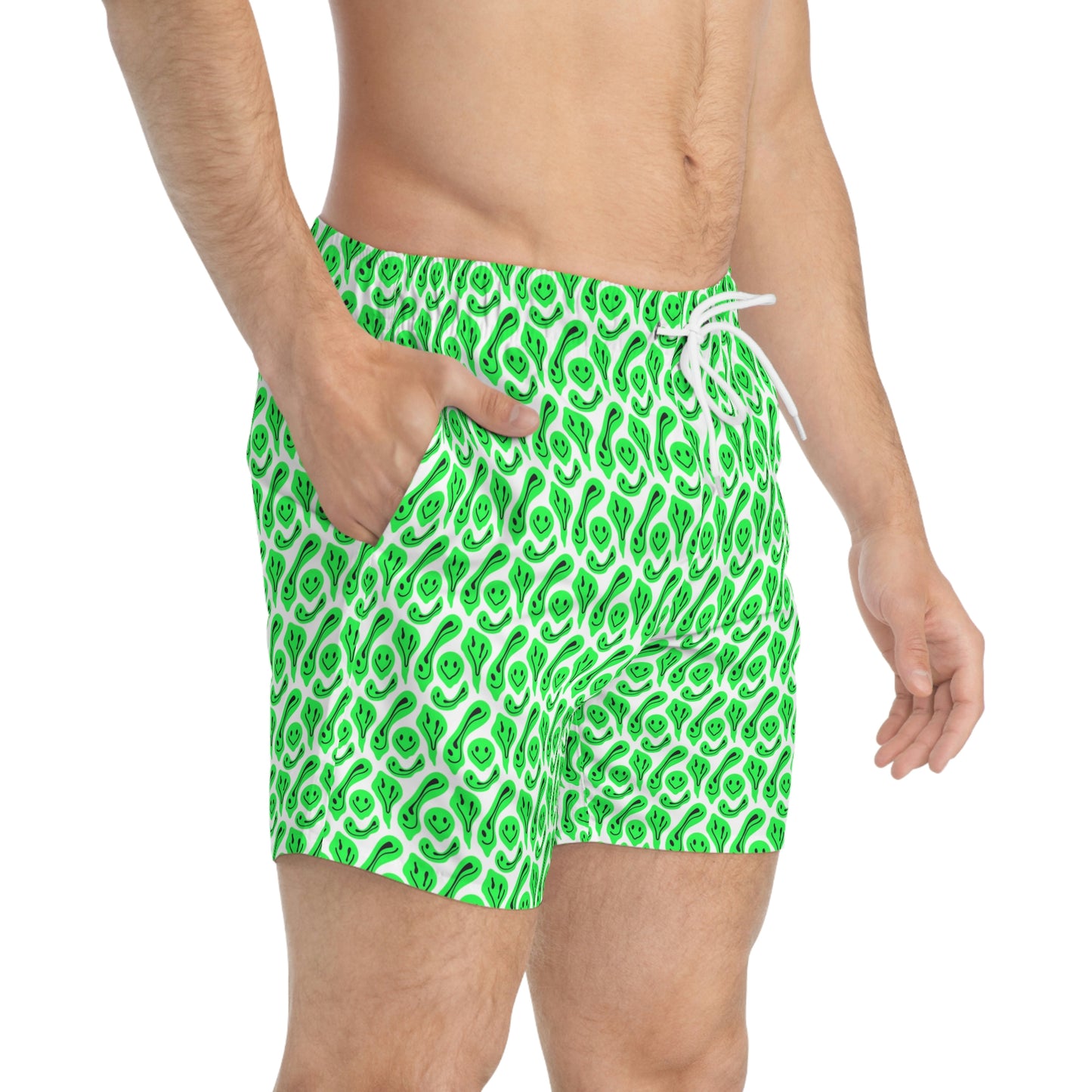Liquid Green Smileys Swim Trunks