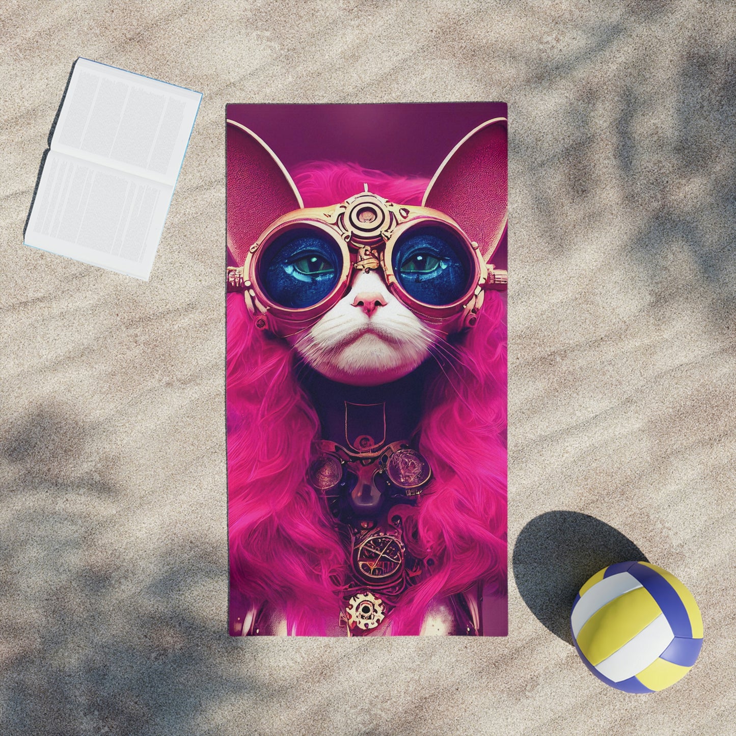 Cool Cat Pink Beach Towels