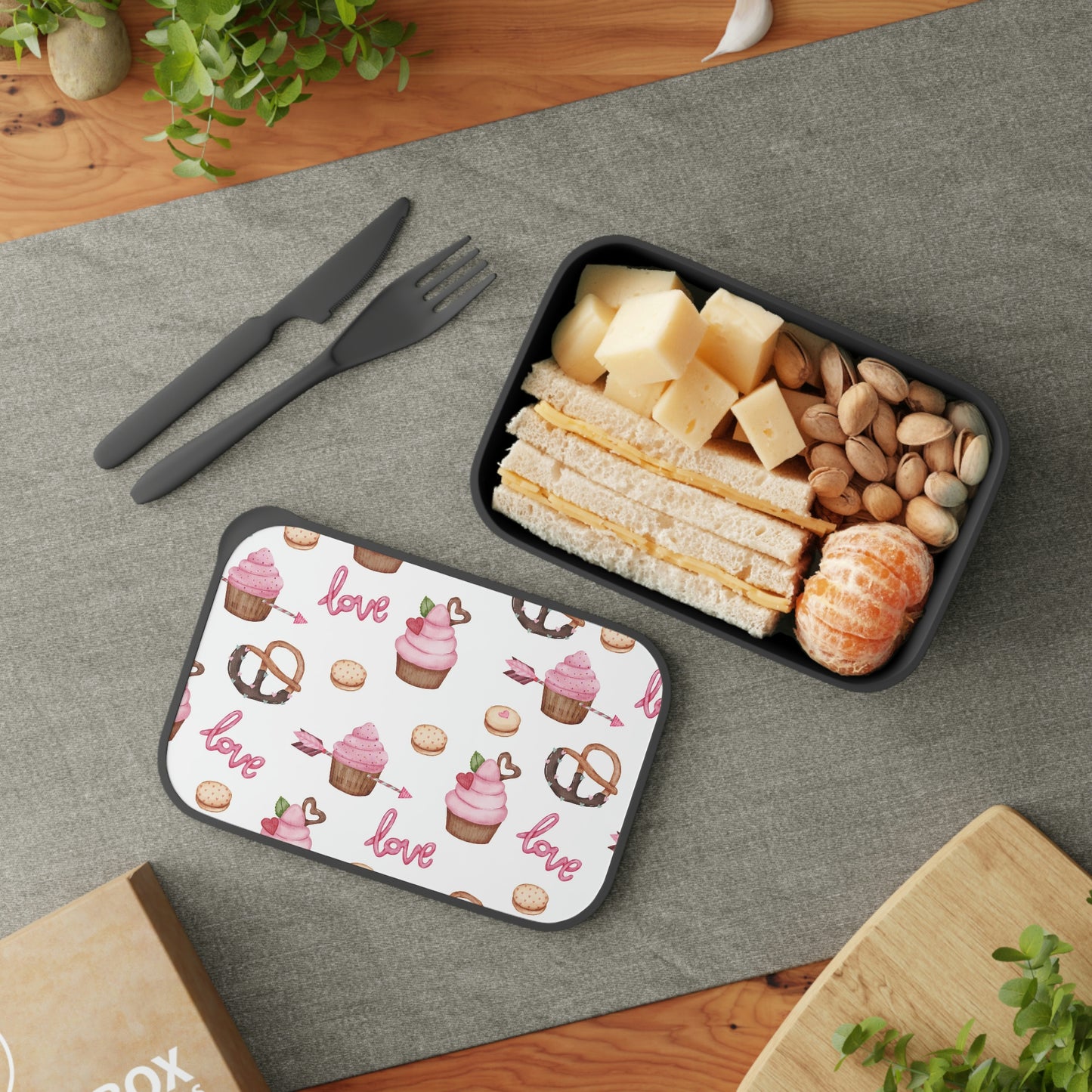 PLA Bento Box with Band and Utensils