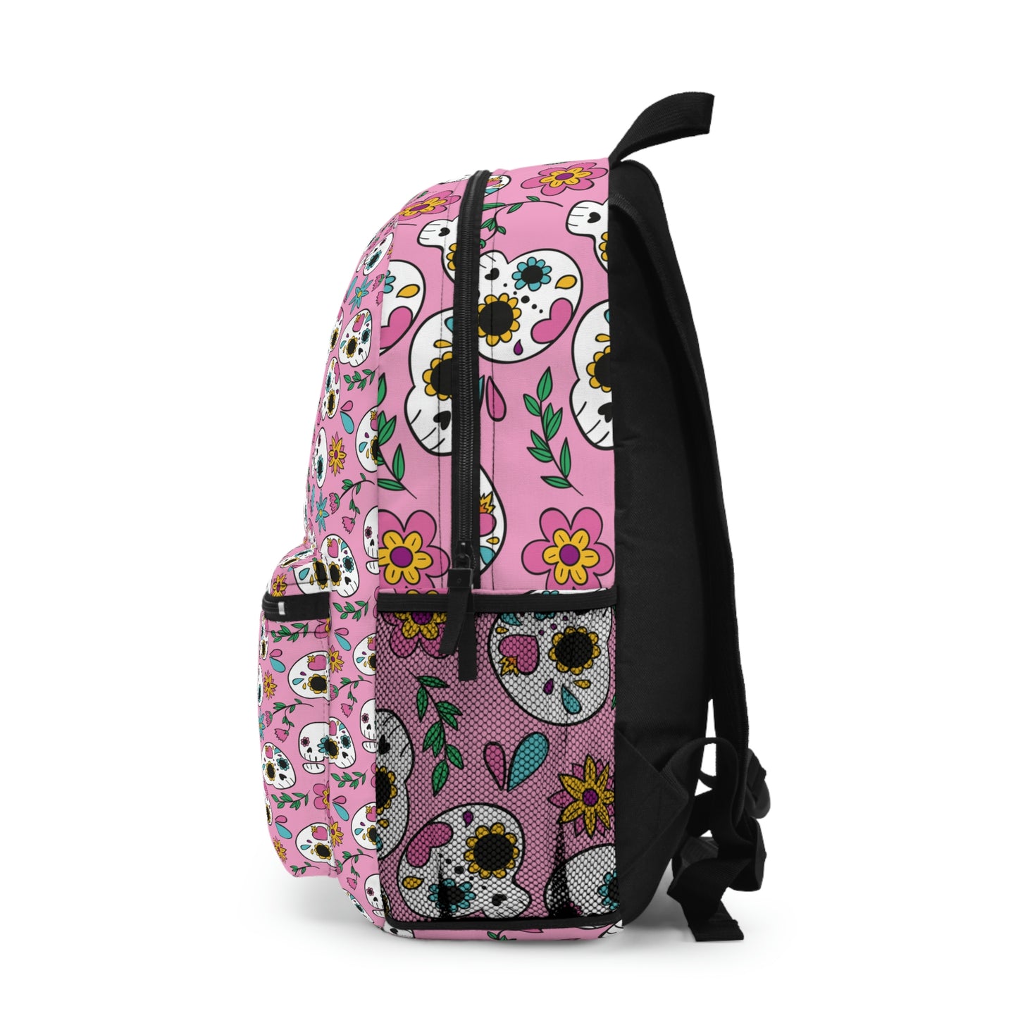 Skull Pink Flowers Backpack