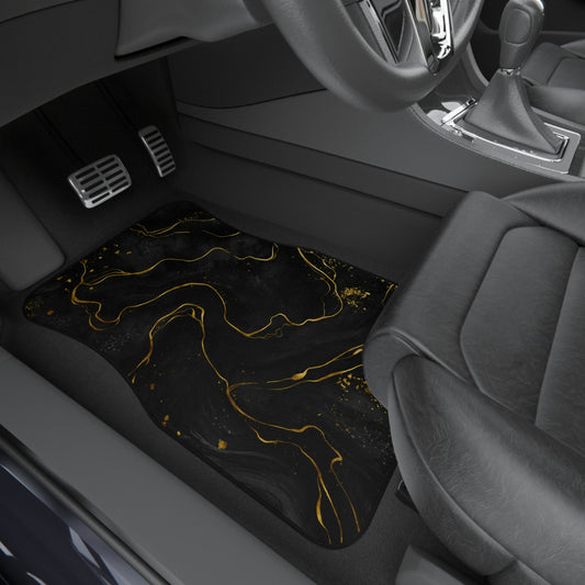 Black and Gold River Car Mats (2x Front)