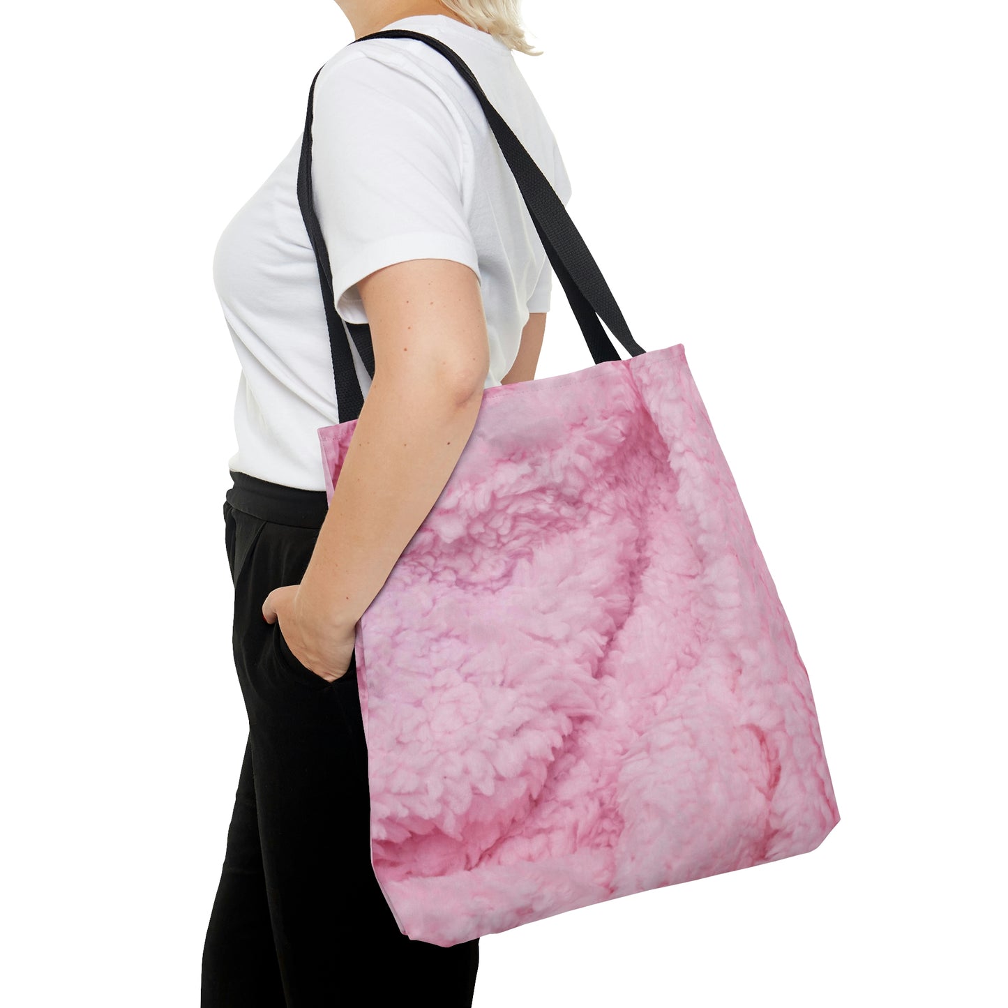 Pink fake fluffy Bag AOP Tote Bag
