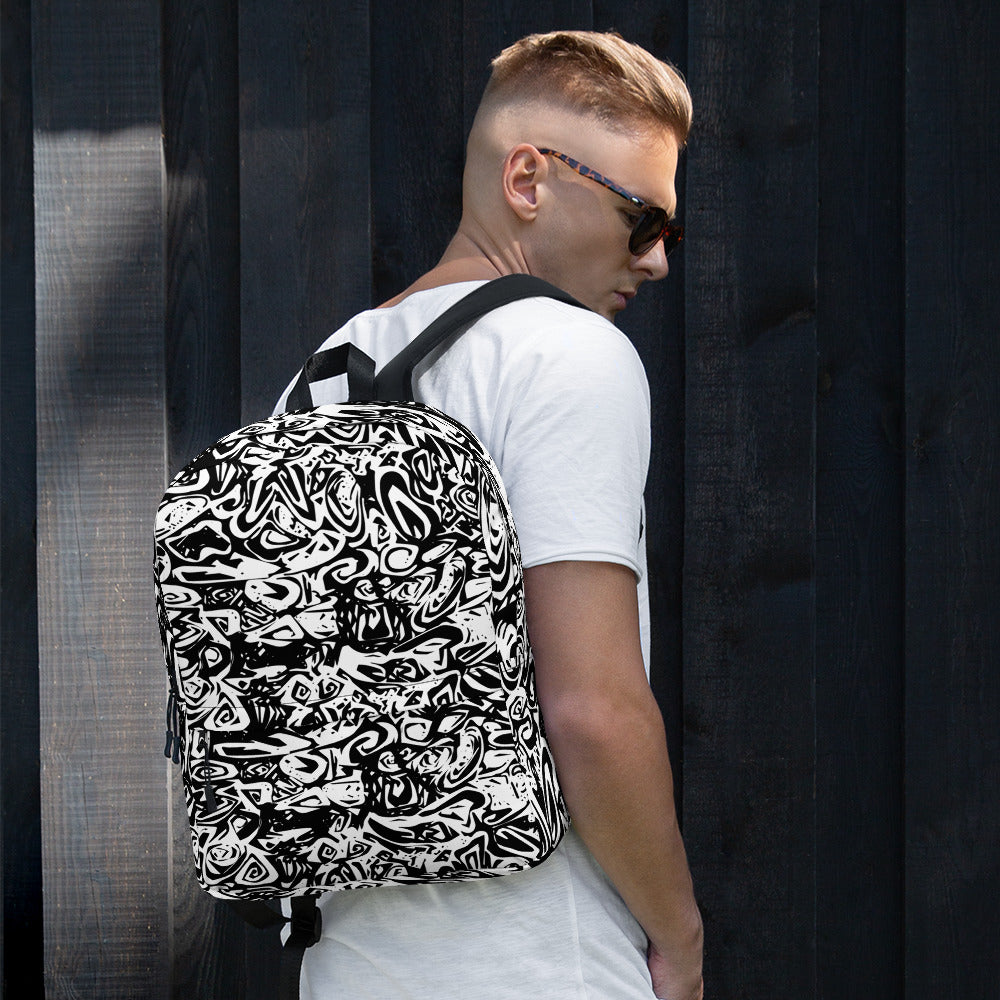 Schwarz-Weiß Prototyp Design KK Allover-Print-Backpack / Rucksack