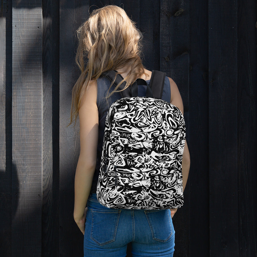 Schwarz-Weiß Prototyp Design KK Allover-Print-Backpack / Rucksack