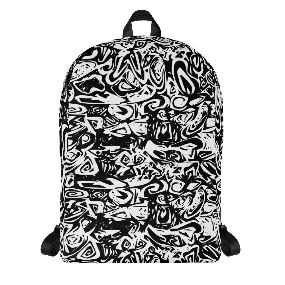 Schwarz-Weiß Prototyp Design KK Allover-Print-Backpack / Rucksack