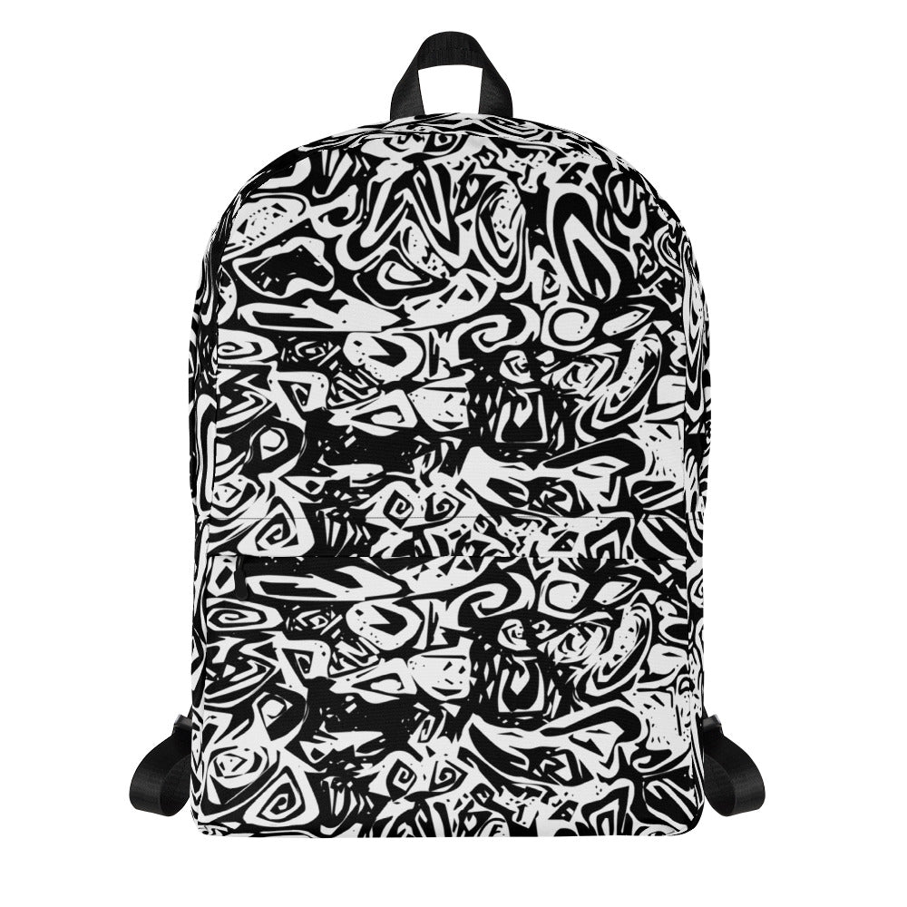 Schwarz-Weiß Prototyp Design KK Allover-Print-Backpack / Rucksack