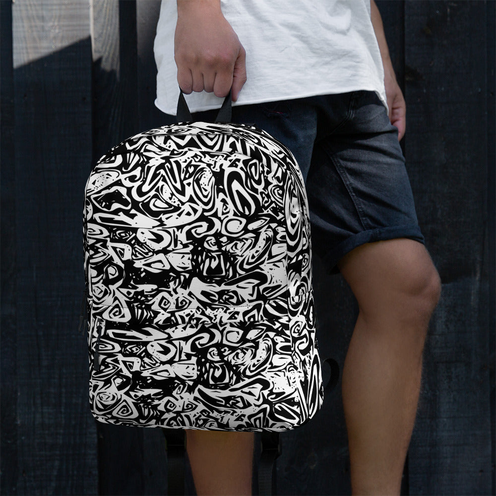 Schwarz-Weiß Prototyp Design KK Allover-Print-Backpack / Rucksack