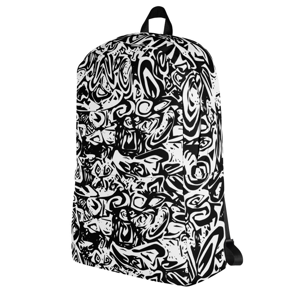 Schwarz-Weiß Prototyp Design KK Allover-Print-Backpack / Rucksack