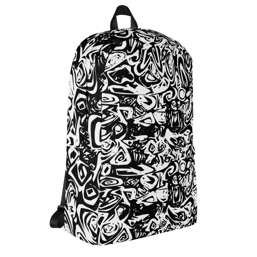 Schwarz-Weiß Prototyp Design KK Allover-Print-Backpack / Rucksack