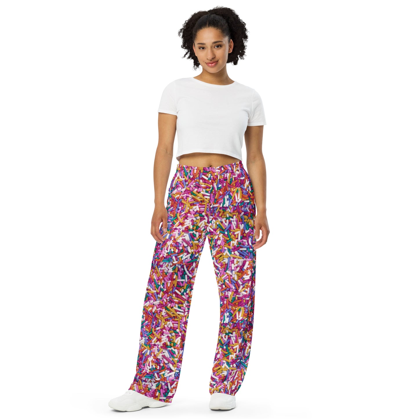 FarbigeZuckerstreusel Unisex-Hose mit weiten Beinen und Allover-Druck
