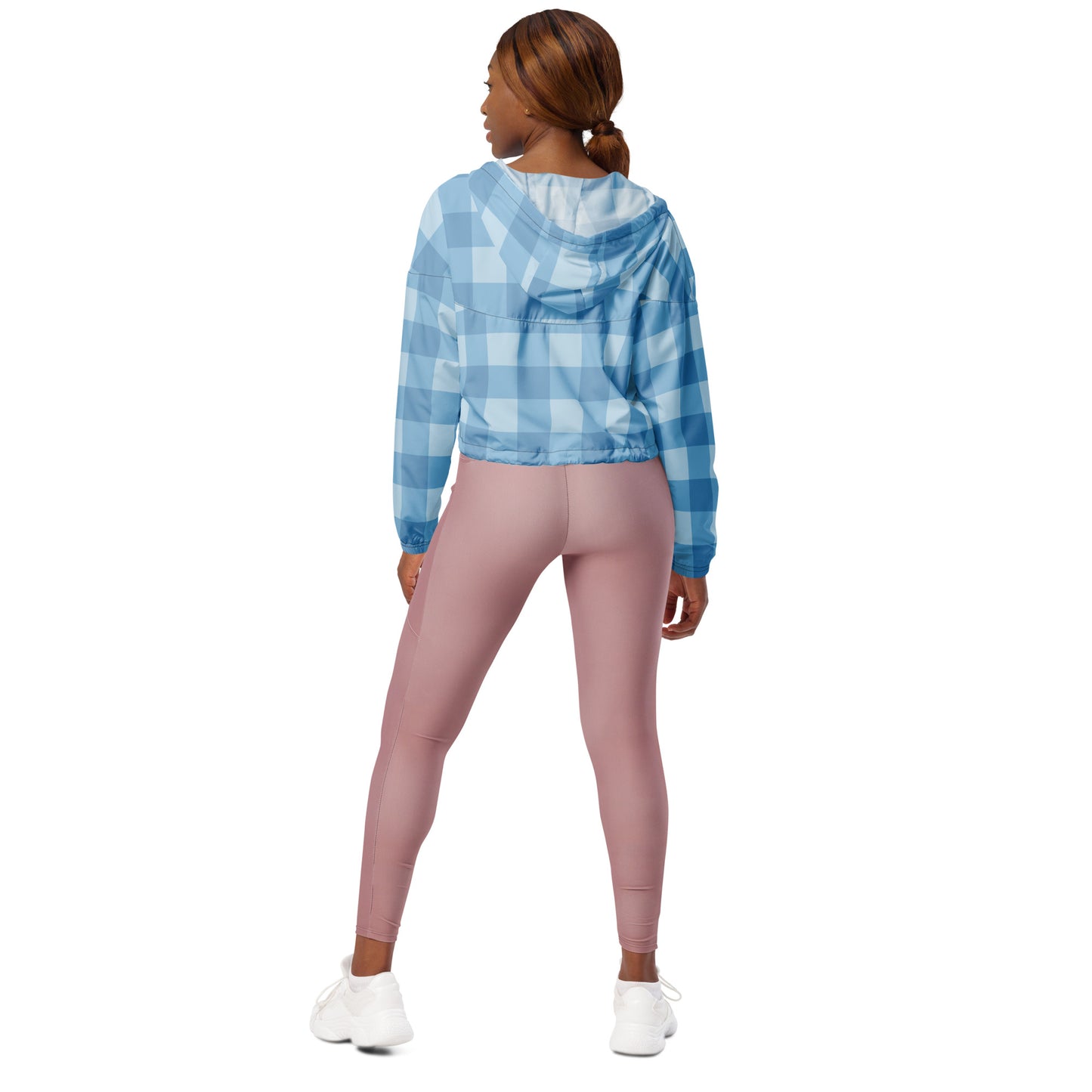 Blaues Muster Bauchfreier Damen-Windbreaker für Damen