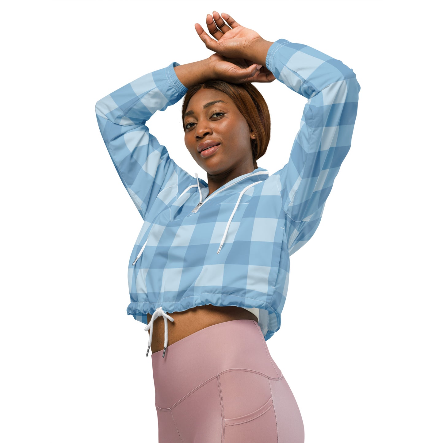 Blaues Muster Bauchfreier Damen-Windbreaker für Damen