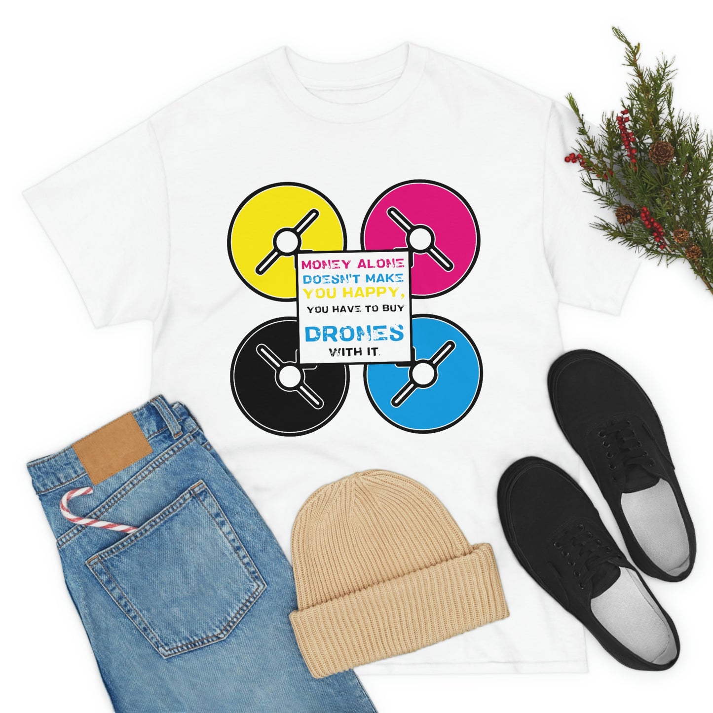 Happy Drones Unisex Heavy Cotton Tee