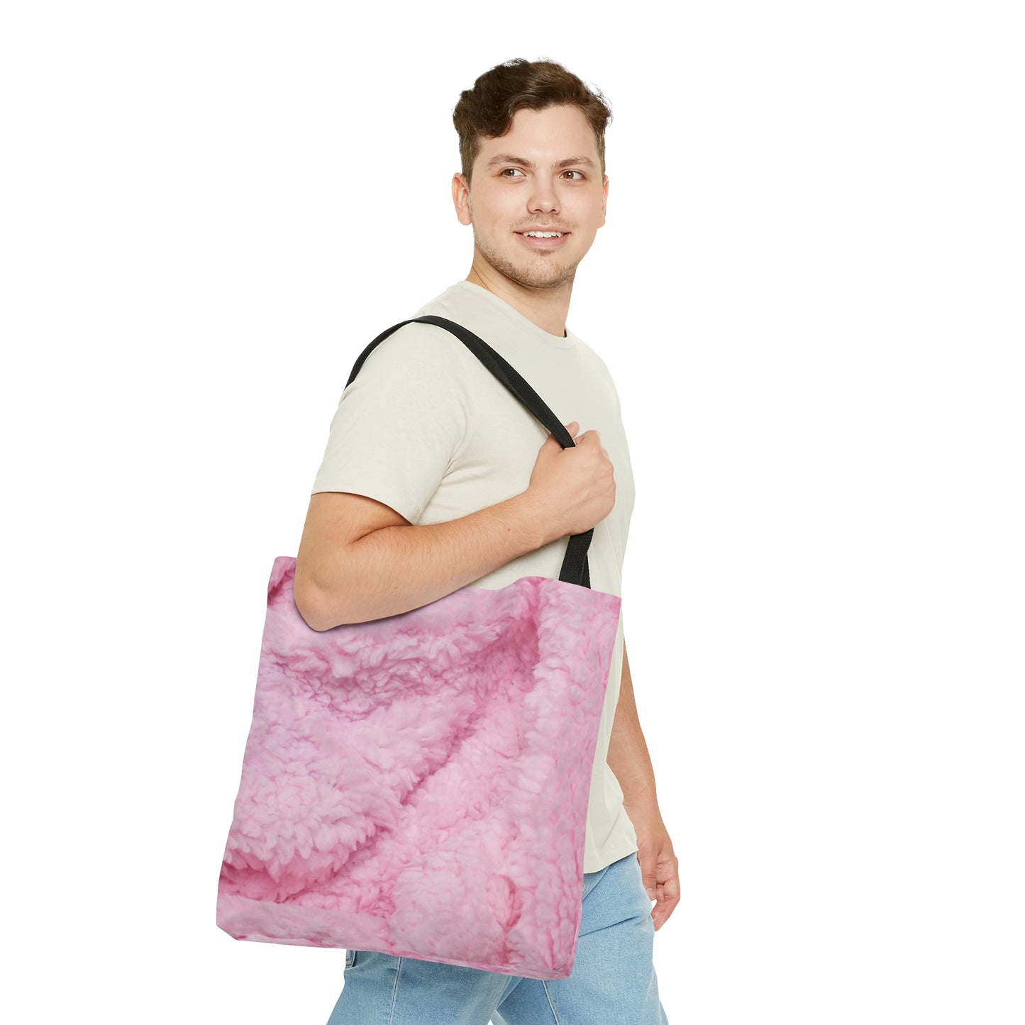 Pink fake fluffy Bag AOP Tote Bag