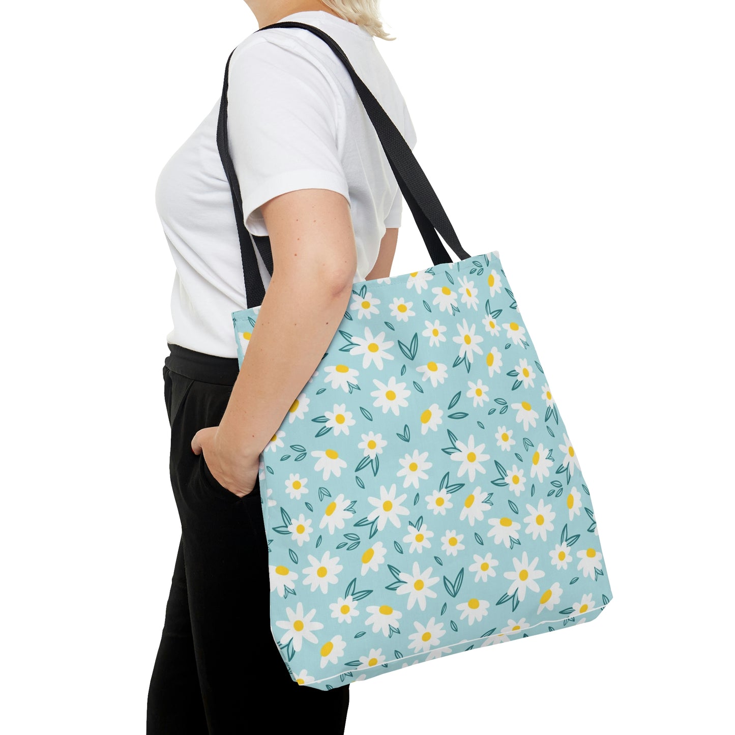 Wihte Flower AOP Tote Bag