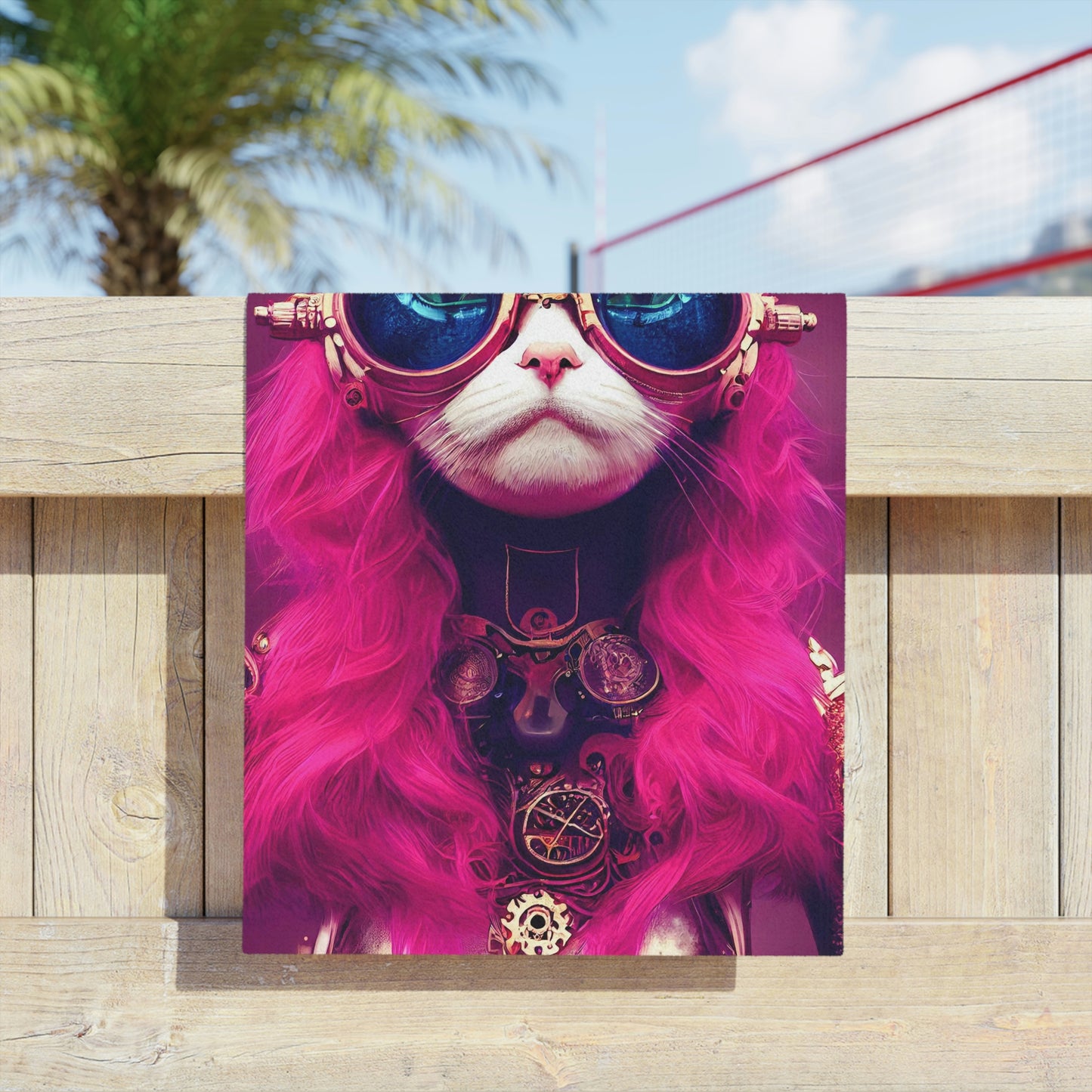Cool Cat Pink Beach Towels