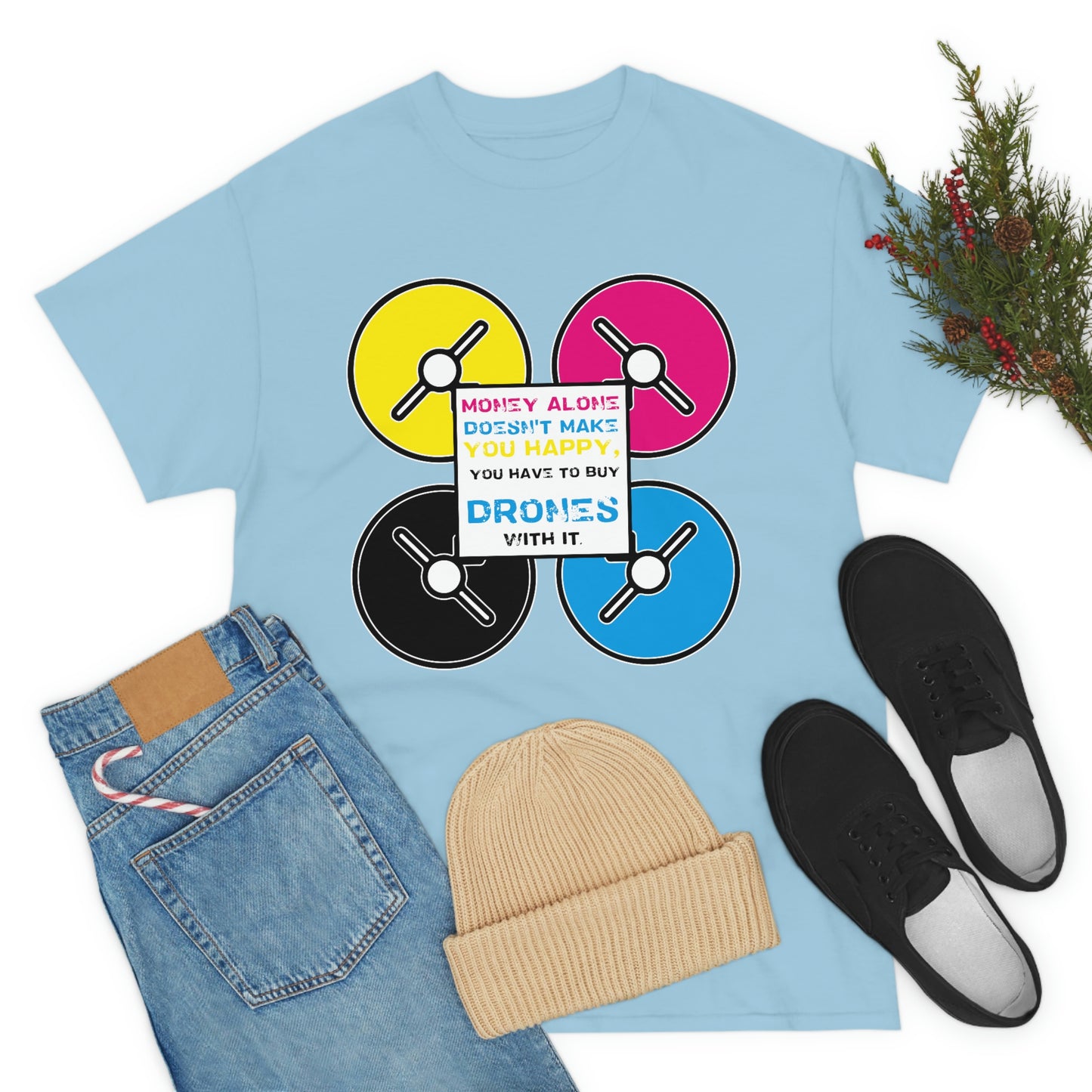 Happy Drones Unisex Heavy Cotton Tee