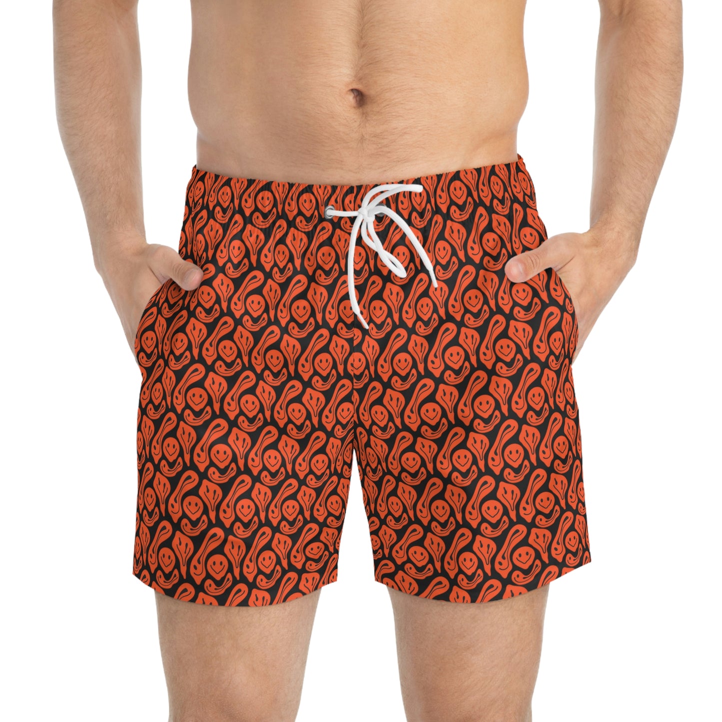 Liquid Black Red Smileys Swim Trunks