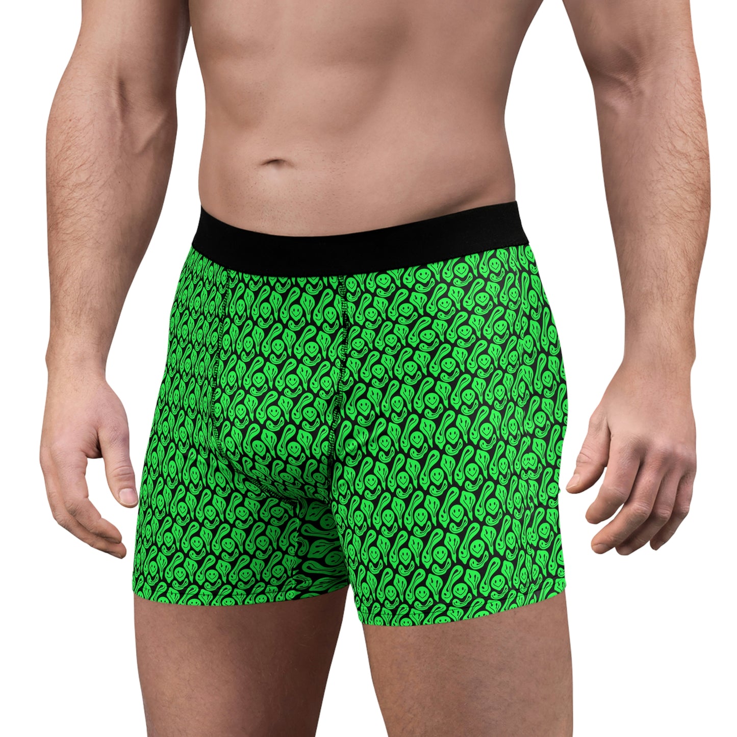 Liquide Black Green Smileys Men's Boxer Briefs