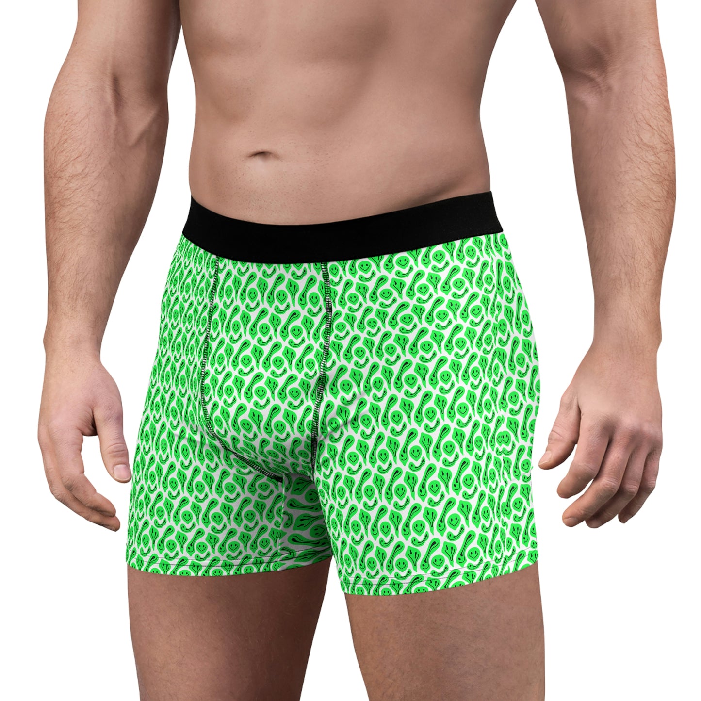 Liquide Green Smileys Men's Boxer Briefs