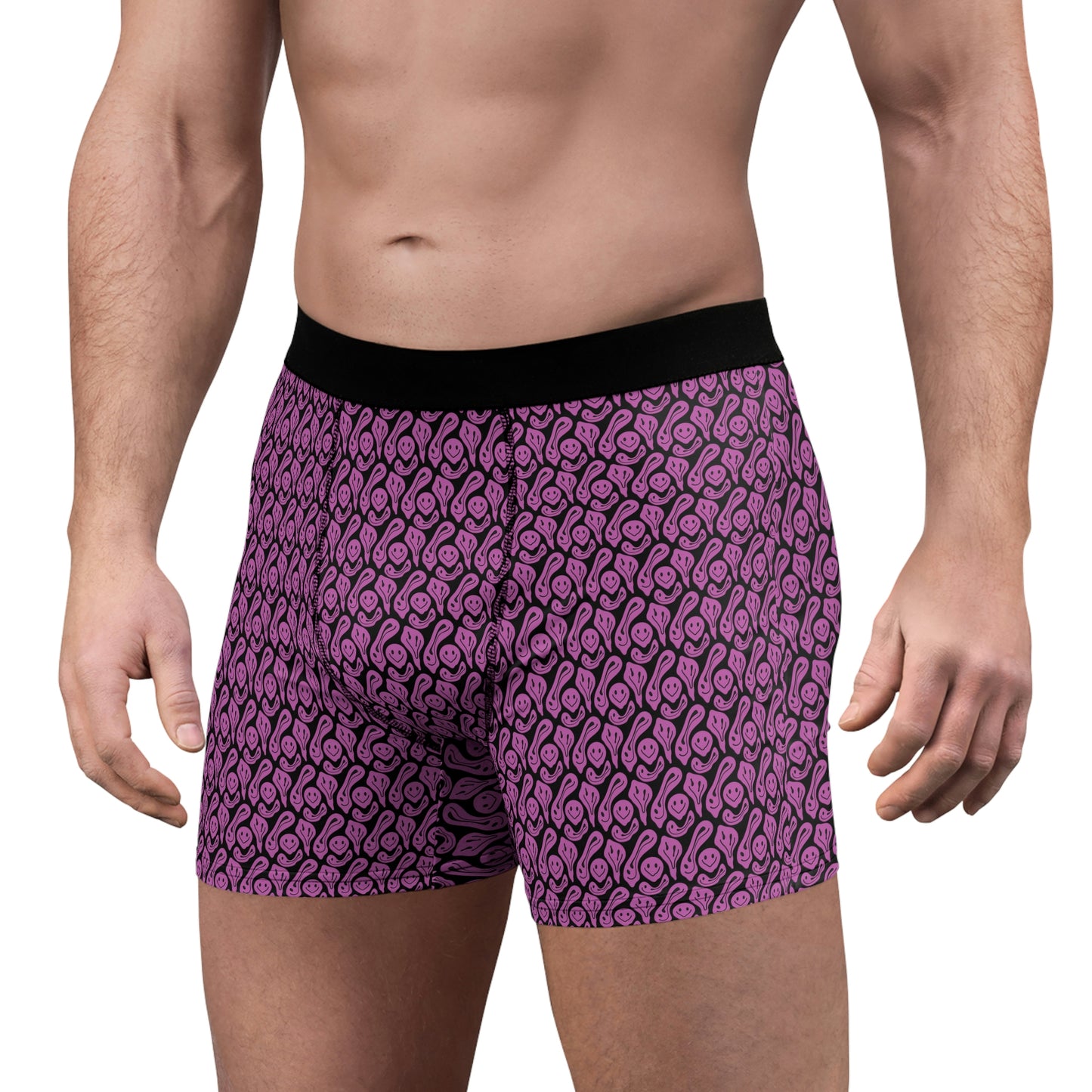 Liquide Black Pink Smileys Men's Boxer Briefs